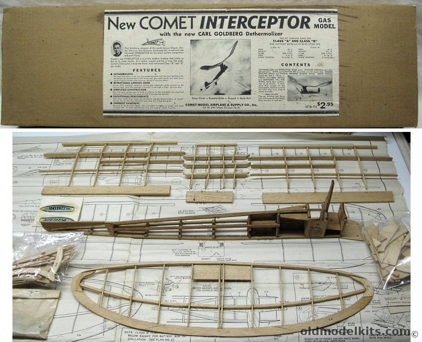 Comet New Interceptor Gas Model By Carl Goldberg - Free Flight Class 'A' or 'B' plastic model kit
